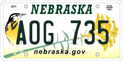 NE license plate AOG735