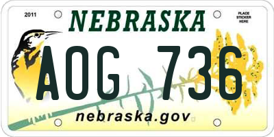 NE license plate AOG736