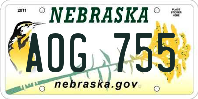 NE license plate AOG755