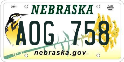 NE license plate AOG758