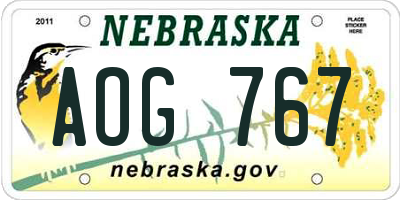 NE license plate AOG767