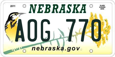 NE license plate AOG770