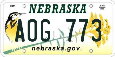 NE license plate AOG773