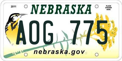 NE license plate AOG775
