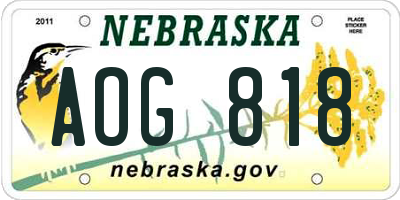 NE license plate AOG818