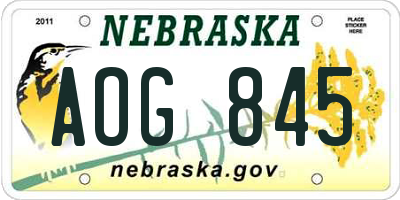 NE license plate AOG845