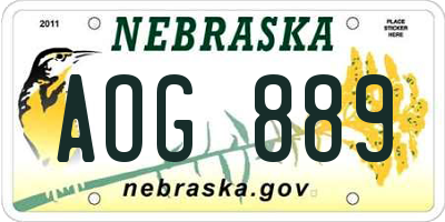 NE license plate AOG889