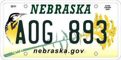NE license plate AOG893