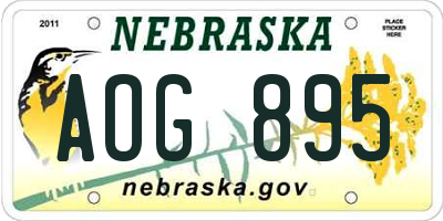 NE license plate AOG895