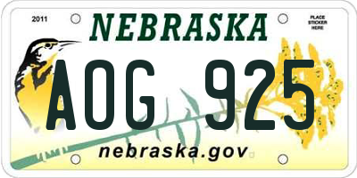 NE license plate AOG925