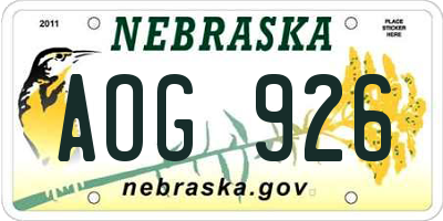 NE license plate AOG926