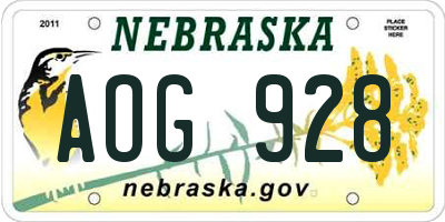 NE license plate AOG928