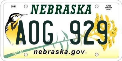 NE license plate AOG929