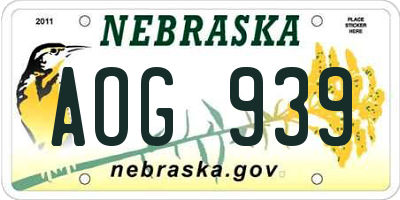 NE license plate AOG939