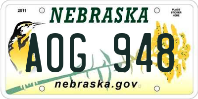 NE license plate AOG948