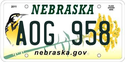 NE license plate AOG958