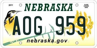 NE license plate AOG959