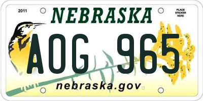 NE license plate AOG965