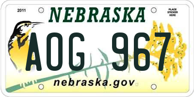 NE license plate AOG967
