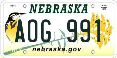 NE license plate AOG991