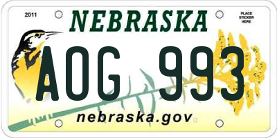 NE license plate AOG993