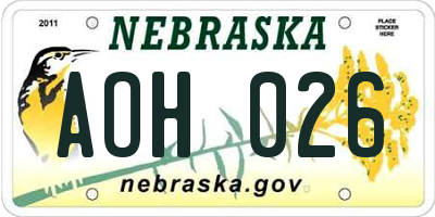 NE license plate AOH026