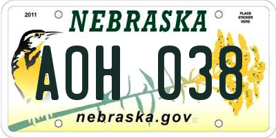 NE license plate AOH038