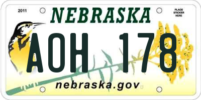 NE license plate AOH178