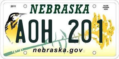 NE license plate AOH201