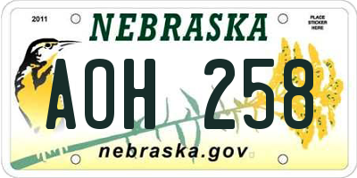 NE license plate AOH258