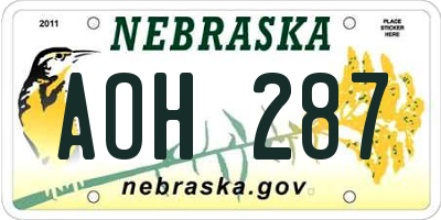NE license plate AOH287