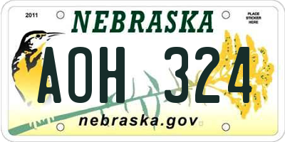 NE license plate AOH324