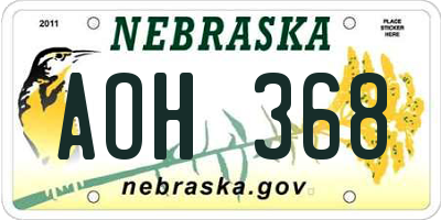 NE license plate AOH368