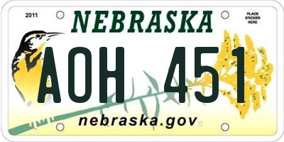 NE license plate AOH451