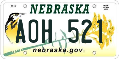 NE license plate AOH521