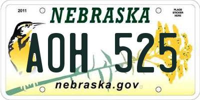 NE license plate AOH525
