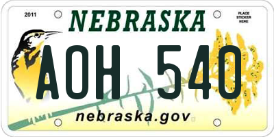 NE license plate AOH540