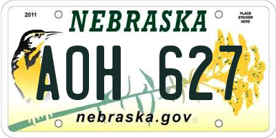 NE license plate AOH627