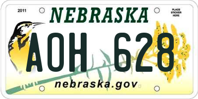 NE license plate AOH628