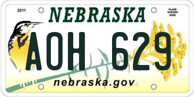 NE license plate AOH629