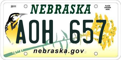 NE license plate AOH657