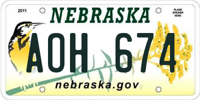 NE license plate AOH674