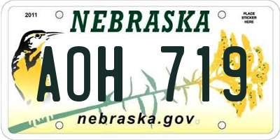 NE license plate AOH719