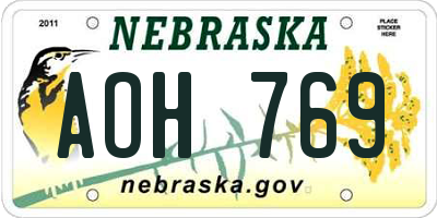 NE license plate AOH769