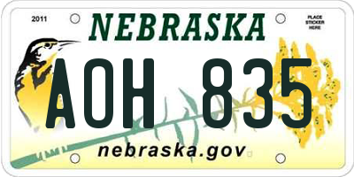 NE license plate AOH835