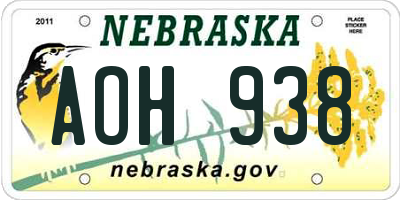 NE license plate AOH938