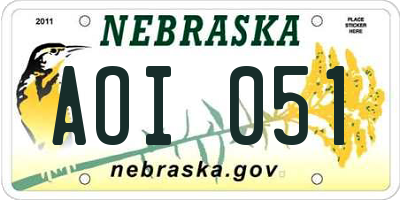 NE license plate AOI051