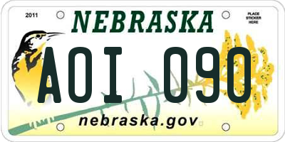 NE license plate AOI090