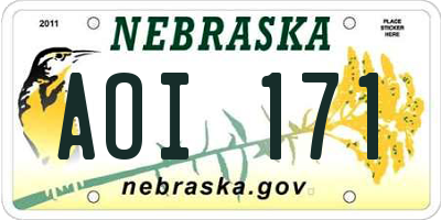 NE license plate AOI171