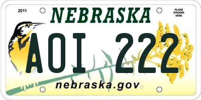 NE license plate AOI222